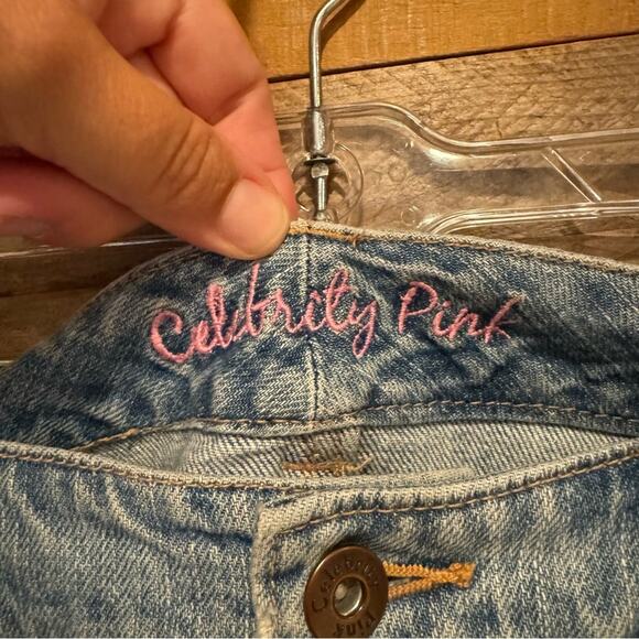 Vintage Y2K Distressed Denim Mini Cut Off Low Rise Skirt by Celebrity Pink Sz 9 - Picture 10 of 14